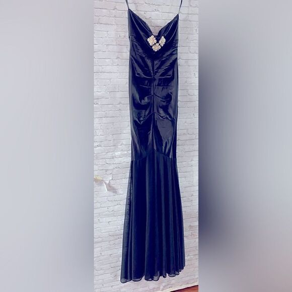 Cache Mermaid Black bodycon spandex Fishtail prom formal party formal dress sz 4 - Picture 2 of 7